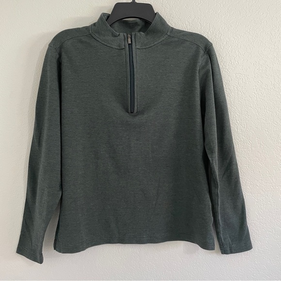 ROBERT BARAKETT Cotton Green Quarter Zip Mock Neck Sweater Women’s Small - Picture 1 of 10